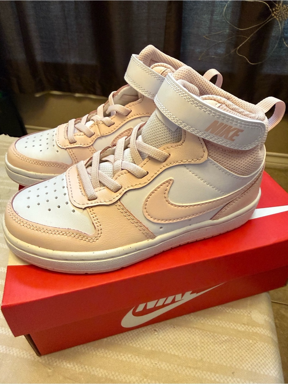 New! Nike Kids Pink and White High-Top Sneakers - Soft Pink/White
